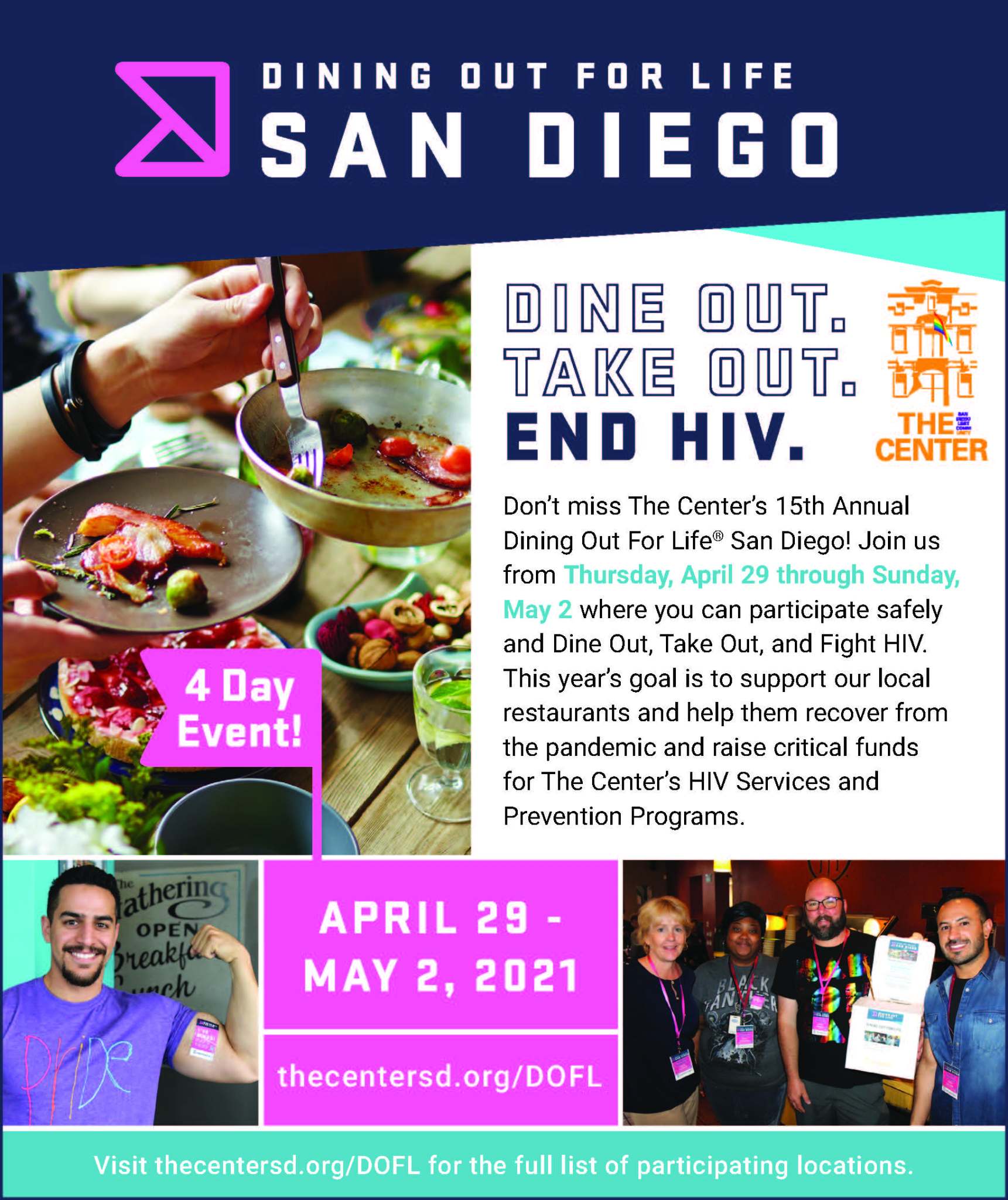 THE SAN DIEGO LGBT COMMUNITY CENTER ANNOUNCES DINING OUT FOR LIFE SAN