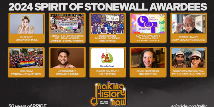 San Diego Pride’s 2024 Spirit of Stonewall Honorees